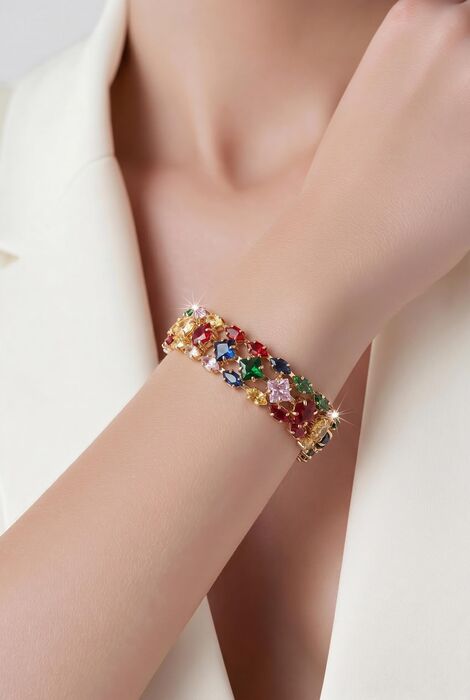 Multi-Stone Chain Bracelet — view 1