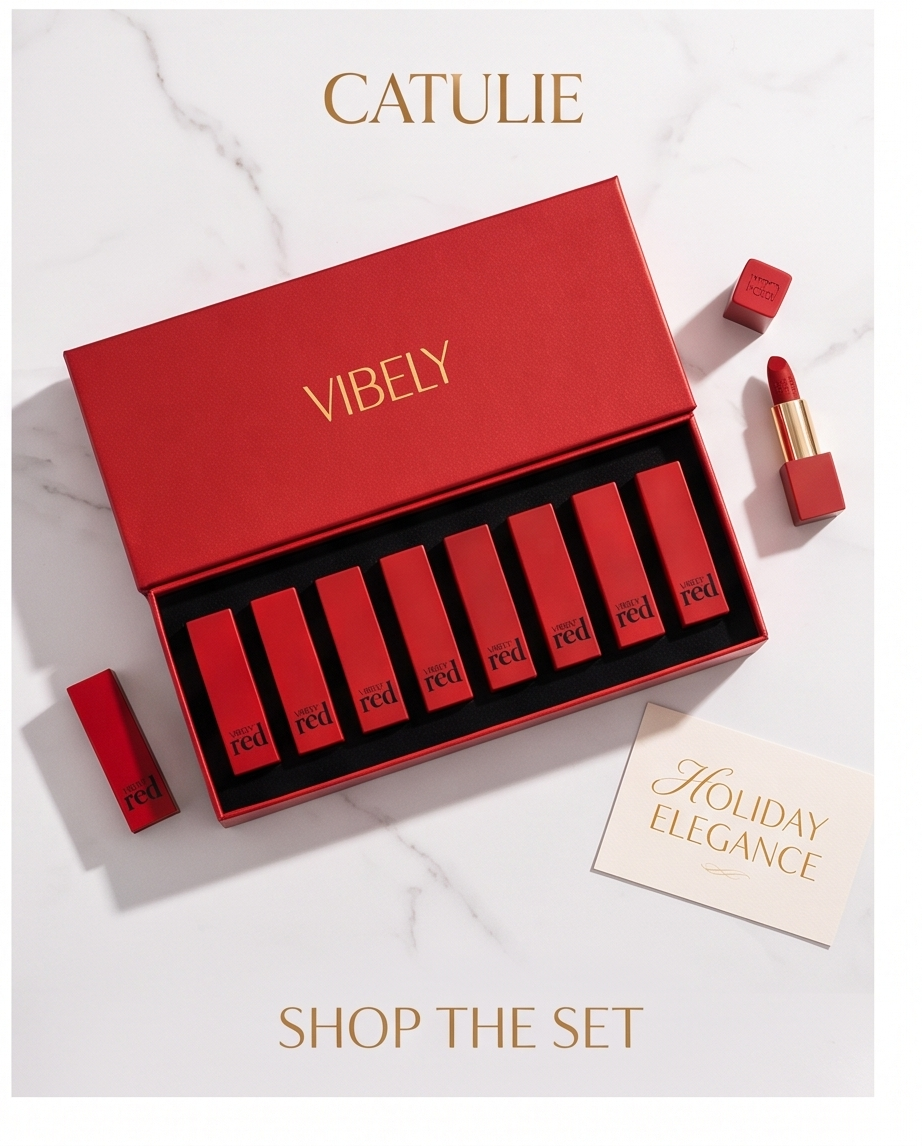  Vibely Matte Lipstick Set, 10 Red Shades, Long-Lasting Waterproof