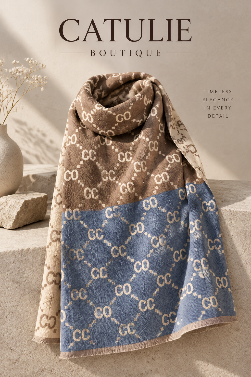 Women's Winter Thick Knit Scarf Shawl Wrap C Logo